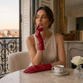 FC04 (deep red) - Women's Italian cashmere lined leather gloves 7