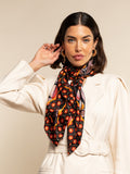 Bruna (black/orange)- Soft and lightweight Italian foulard from pure silk 6