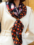 Bruna (black/orange)- Soft and lightweight Italian foulard from pure silk 7