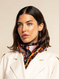 Bruna (black/orange)- Soft and lightweight Italian foulard from pure silk 8