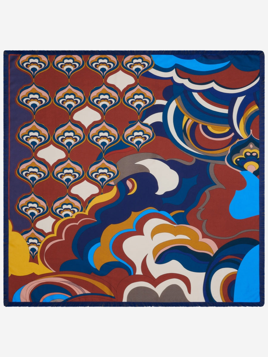 Giorgia (blue/red) - Italian soft and lightweight foulard made from pure silk