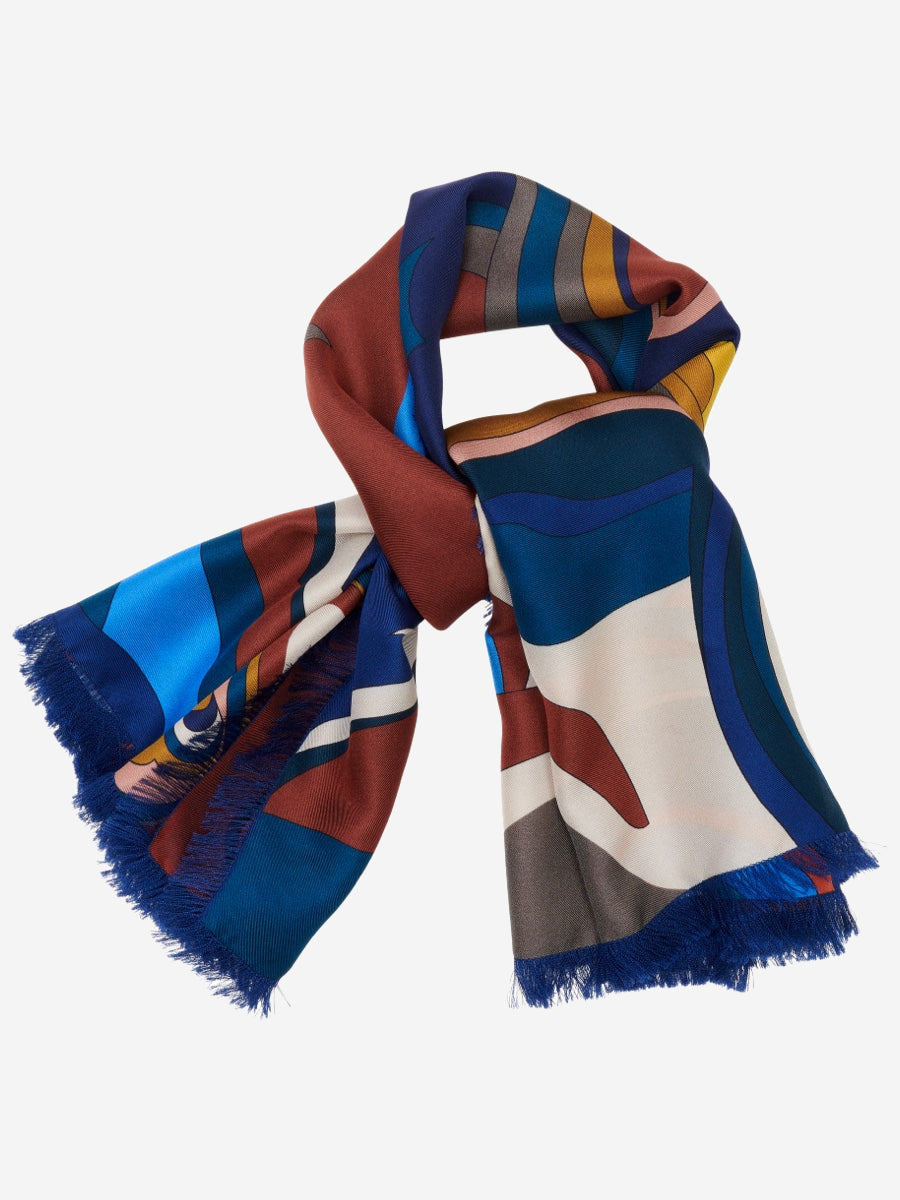 Giorgia (blue/red) - Italian soft and lightweight foulard made from pure silk