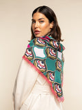 Giorgia (green/pink) - Italian soft and lightweight foulard made from pure silk 7