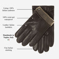 Giovanni (dark brown) - Classic Italian lambskin leather gloves with cashmere lining 10