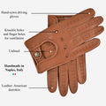Leonardo (brown) - Italian driving gloves made of American deerskin leather 8