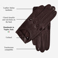 Mario (dark brown) - Italian lambskin leather driving gloves & touchscreen feature 9