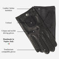 Umberto (black) - Italian lambskin leather driving gloves & touchscreen feature 7