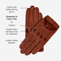 Alessa (cognac) - Classic Italian lambskin leather driving gloves & touchscreen feature 7