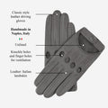 Alessa (grey) - Classic Italian lambskin leather driving gloves 5