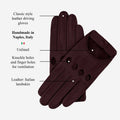Alessa (oxblood) - Classic Italian lambskin leather driving gloves 9