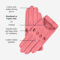 Alessa (pink) - Classic Italian lambskin leather driving gloves 6