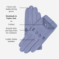 Alessa (sky) - Classic Italian lambskin leather driving gloves 7