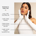 Angelina (white) - Italian silk lined 16-button length leather bridal / opera gloves 9