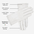 Sofia (white) - Italian lambskin leather gloves with silk lining 10