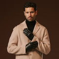 Fabio (black) - Men's classic Italian lambskin leather gloves with pure silk lining 1
