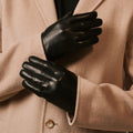 Fabio (black) - Men's classic Italian lambskin leather gloves with pure silk lining 6