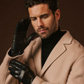 Fabio (black) - Men's classic Italian lambskin leather gloves with pure silk lining 7