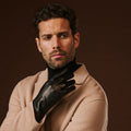 Fabio (black) - Men's classic Italian lambskin leather gloves with pure silk lining 8