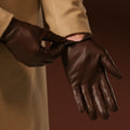 Fabio (brown) - Men's classic Italian lambskin leather gloves with pure silk lining 2