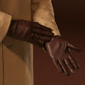 Fabio (brown) - Men's classic Italian lambskin leather gloves with pure silk lining 7