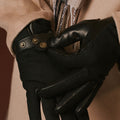 Fabrizio (black) – Tweed men's gloves with touchscreen capability and adjustable snap button 4