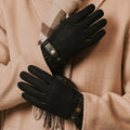 Fabrizio (black) – Tweed men's gloves with touchscreen capability and adjustable snap button 5