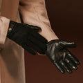 Fabrizio (black) – Tweed men's gloves with touchscreen capability and adjustable snap button 7