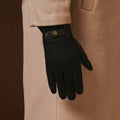 Fabrizio (black) – Tweed men's gloves with touchscreen capability and adjustable snap button 9