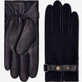Fabrizio (navy blue) - Tweed men's gloves with touchscreen capability and adjustable snap button 2