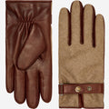 Fabrizio (brown) - Italian tweed men’s gloves with touchscreen capability and adjustable snap button 2