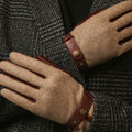 Fabrizio (brown) - Italian tweed men’s gloves with touchscreen capability and adjustable snap button 10