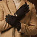 Fabrizio (dark brown) - Italian tweed men’s gloves with touchscreen capability and adjustable snap button 10
