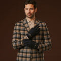 Fabrizio (navy blue) - Tweed men's gloves with touchscreen capability and adjustable snap button 8