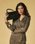Federica (black) - Italian calf leather women's crossbody bag (with shoulder strap) 2