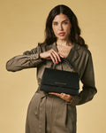 Federica (black) - Italian calf leather women's crossbody bag (with shoulder strap) 8