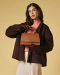 Federica (cognac) - Italian calf leather women's crossbody bag (with shoulder strap) 9