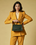 Federica (green) - Italian calf leather women's crossbody bag (with shoulder strap) 9