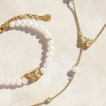 Intuition & Grace Rainbow Moonstone & Pearl Butterfly Gold Necklace 3
