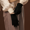 Florentina (black) - Handmade Italian knitted wool gloves with luxurious cashmere lining 6