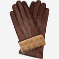 Francesca (brown) - Italian lambskin leather gloves with brown rabbit fur lining 1