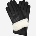 Francesca (black) - Italian lambskin leather gloves with white rabbit fur lining 1