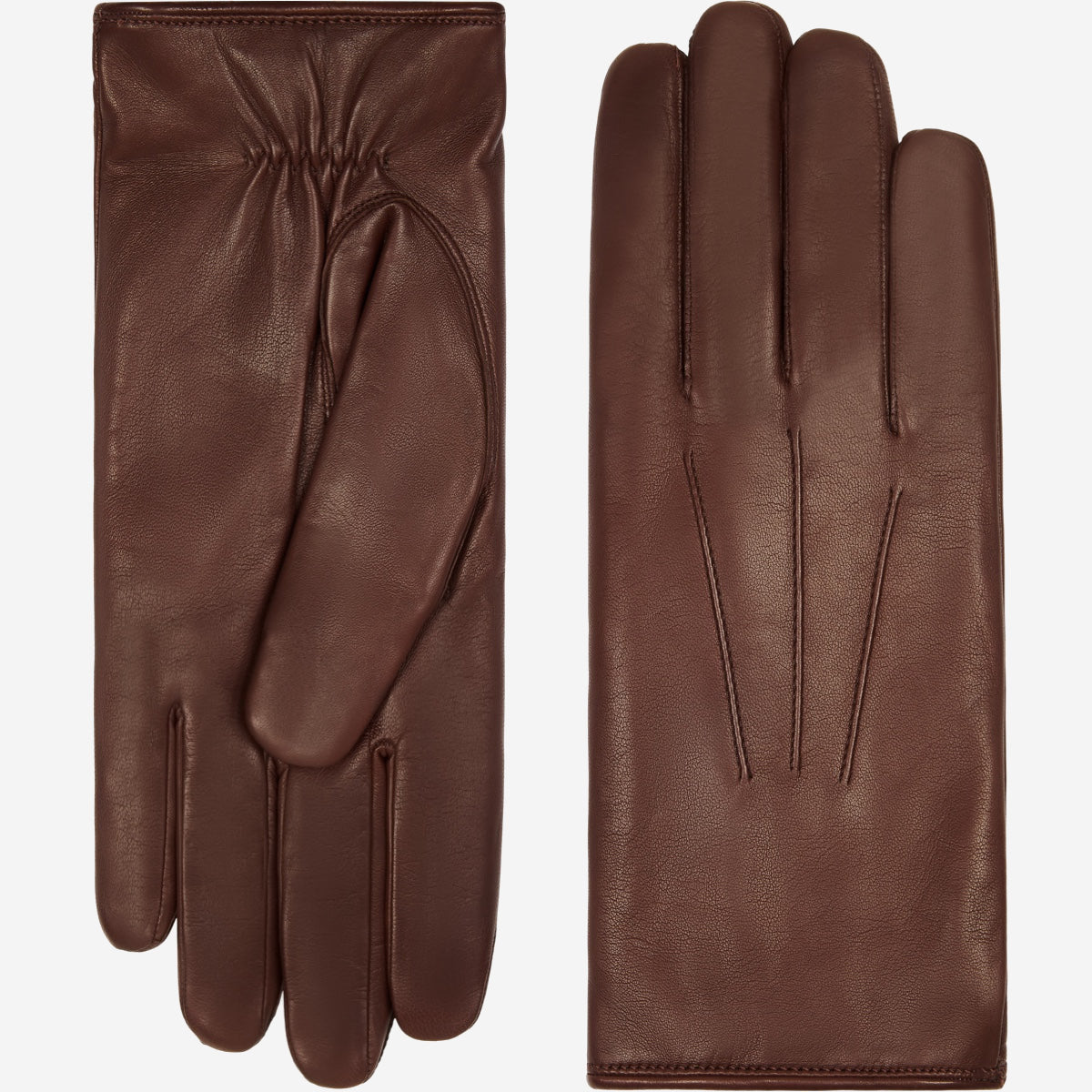 Francesca (brown) - Italian lambskin leather gloves with white rabbit fur lining