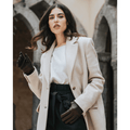 Francesca (brown) - Italian lambskin leather gloves with white rabbit fur lining 2