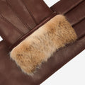 Francesca (brown) - Italian lambskin leather gloves with brown rabbit fur lining 5