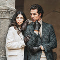 Francesca (brown) - Italian lambskin leather gloves with white rabbit fur lining 9