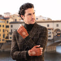 Vincenzo (brown) - Fingerless Italian driving gloves made of American deerskin leather 2
