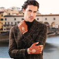 Vincenzo (brown) - Fingerless Italian driving gloves made of American deerskin leather 5