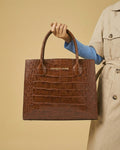 Patrizia (brown) - Italian calf leather womens handbag (with shoulder strap) 6