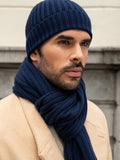 Milano (navy blue) - Italian 100% cashmere ribbed beanie (unisex) 10