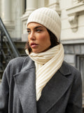 Milano (cream) - Italian 100% cashmere ribbed beanie (unisex) 8